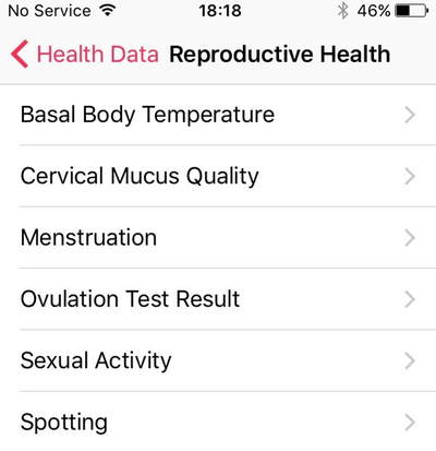 Health app: now with menstruation