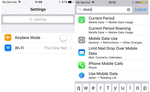 iOS 9: Settings are searchable