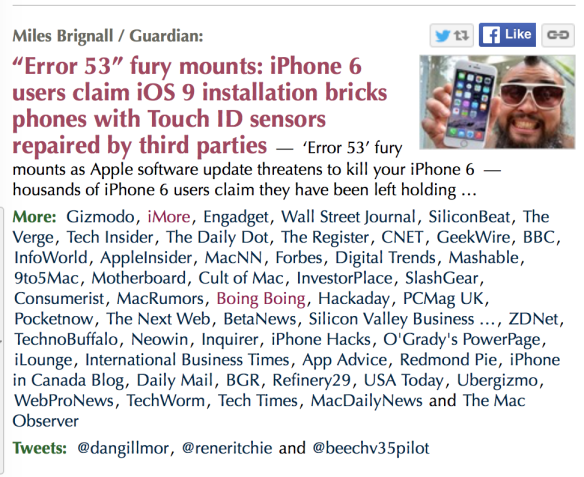 Techmeme coverage of "error 53"