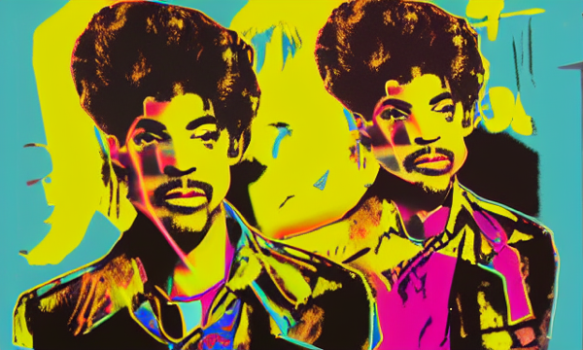 The musician prince pictured in the style of andy warhol